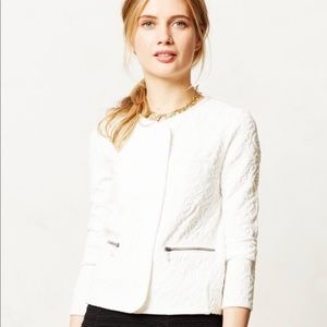 Anthropologie Moth White Quilted Jacquard Jacket